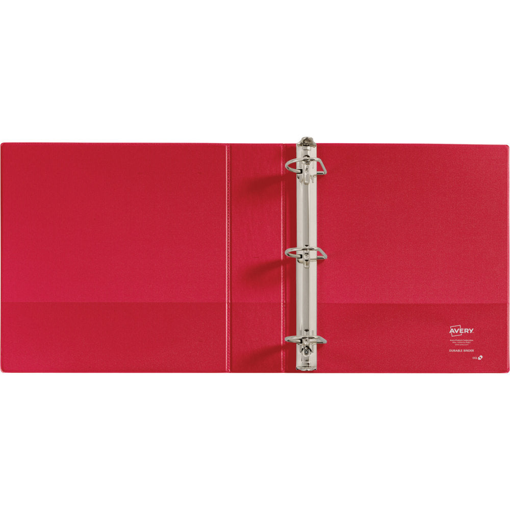 Avery Durable 3-Ring Binder With EZ-Turn Rings, 2in Ring 45% Recycled, Red