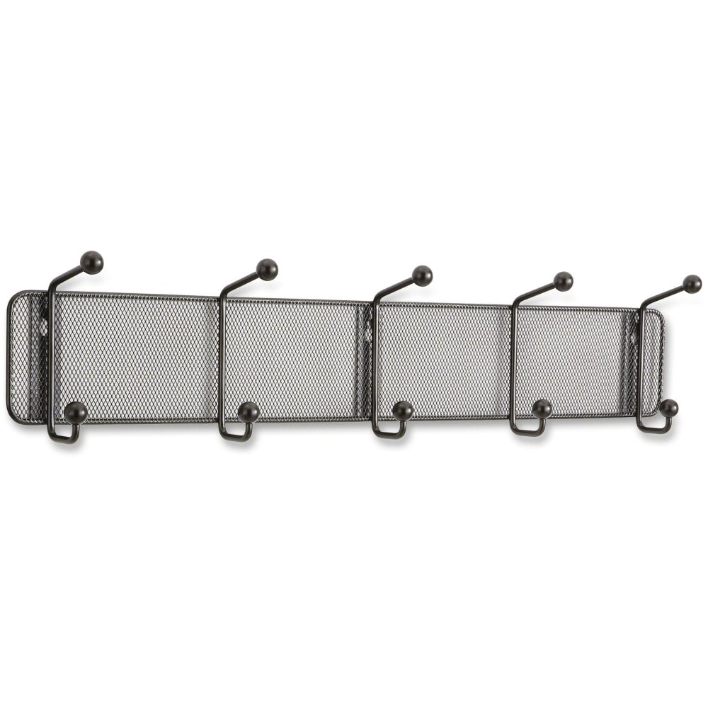 Safco Onyx Steel Mesh 5-Hook Wall Rack, 5-1/2inH x 26-3/4inW x 3inD, Black