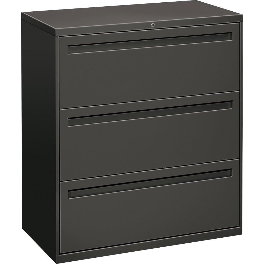 HON Brigade 700 36inW x 18inD Lateral 3-Drawer File Cabinet, Charcoal