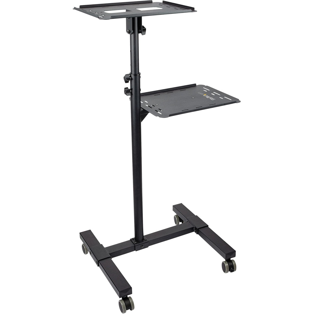 StarTech.com Mobile Projector and Laptop Stand/Cart, Heavy Duty Portable Projector Stand (2 Vented Shelves, hold 22lb/10kg each), Height Adjustable Rolling AV Presentation Cart with Wheels - Lockable Casters - Cart - for projector / notebook