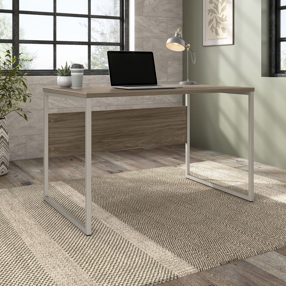 Bush Business Furniture Hybrid 48inW x 30inD Computer Table Desk With Metal Legs, Modern Hickory, Standard Delivery