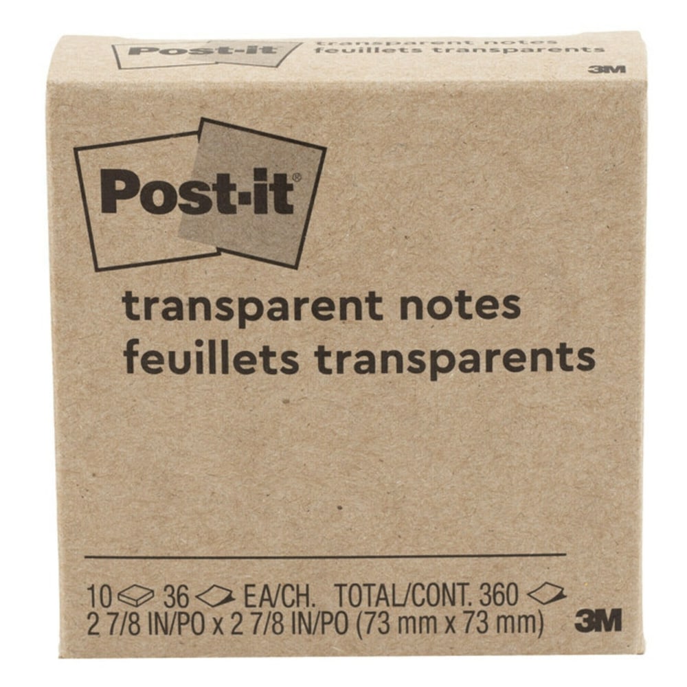 Post-it Transparent Notes, 2.8 in. x  2 .8 in., 10 Pads/Pack