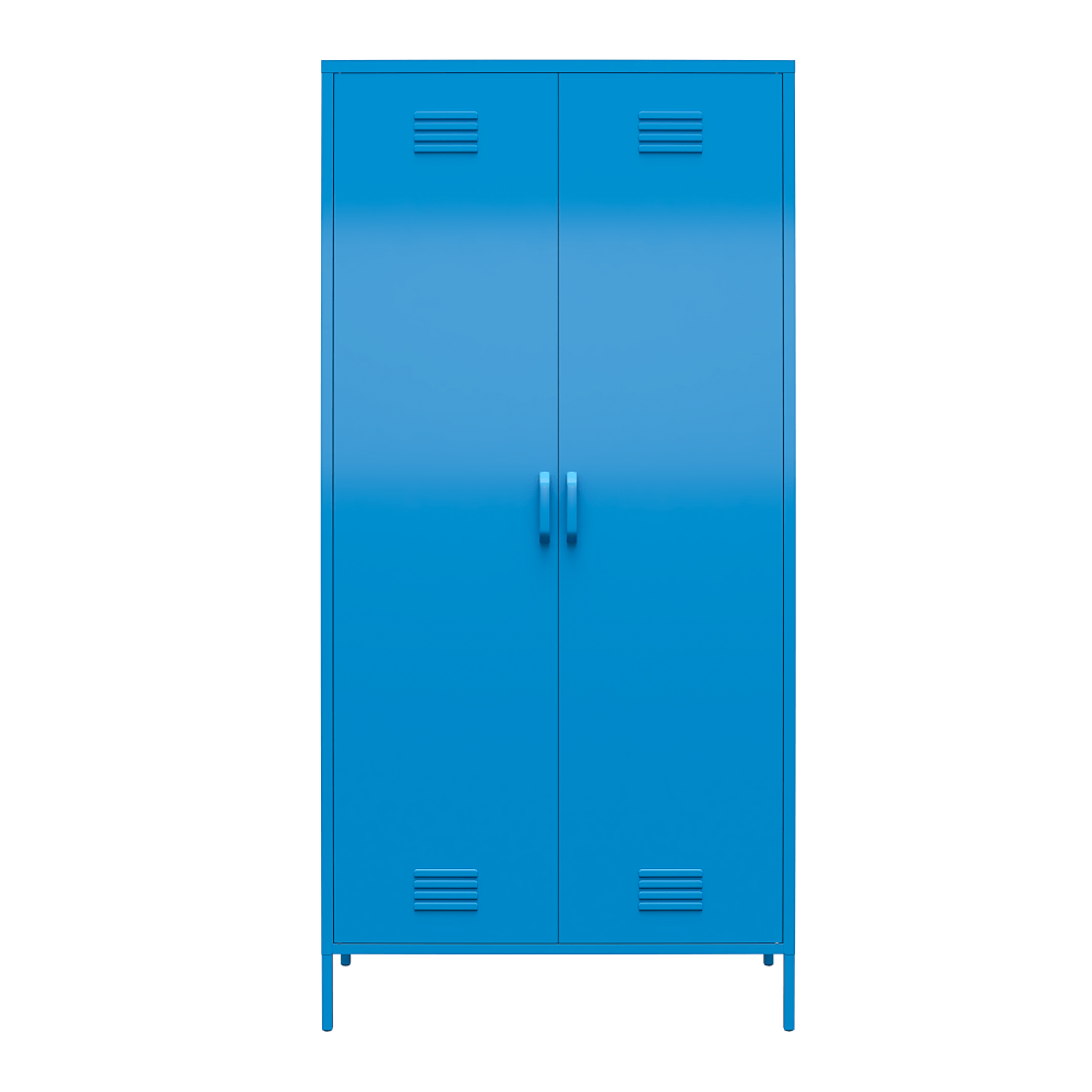 Ameriwood Home Cache Tall 2-Door Metal Locker Cabinet, 72-7/8inH x 35-7/16inW x 15-3/4inD, Blue