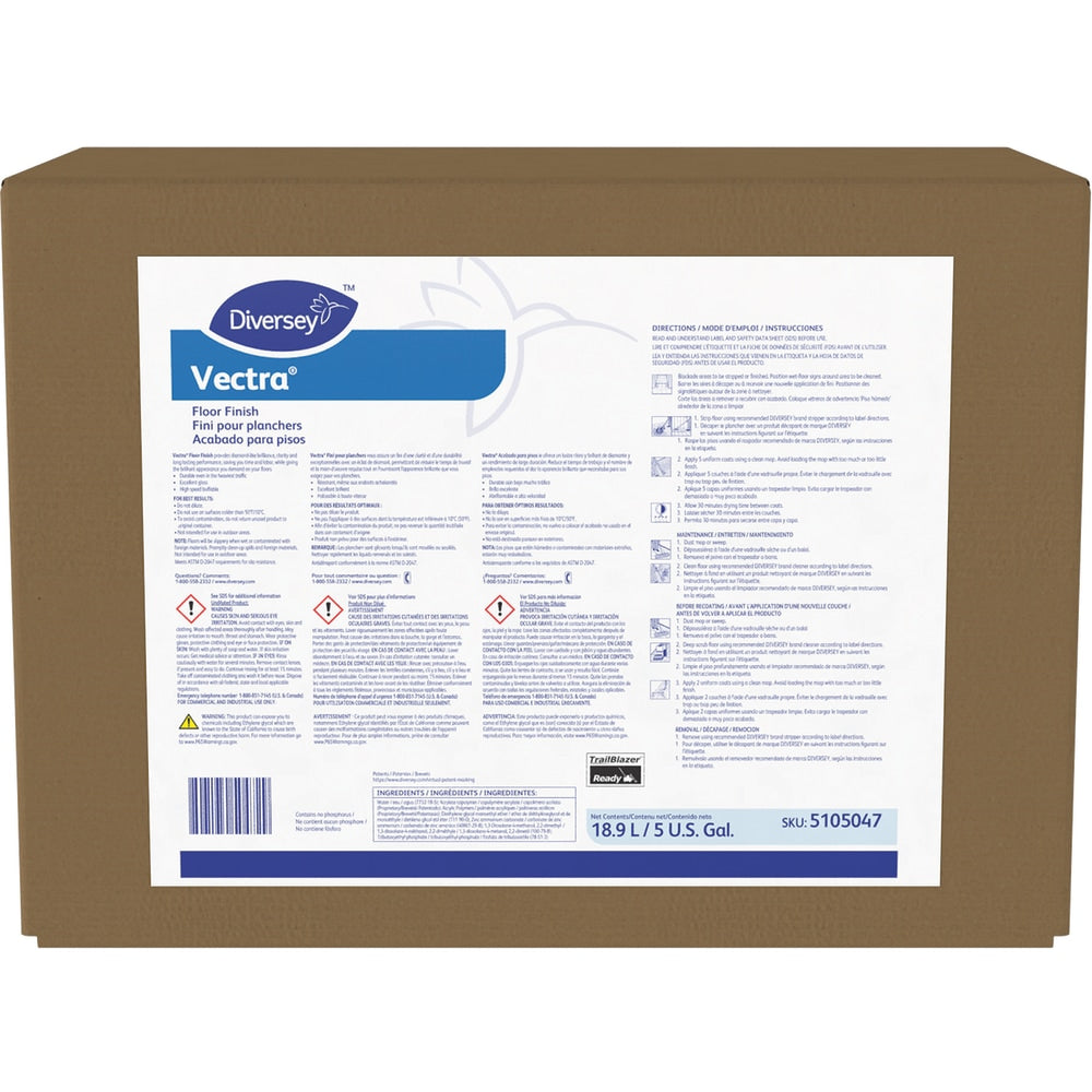 Diversey Vectra Floor Finish, 5 gallon BIB