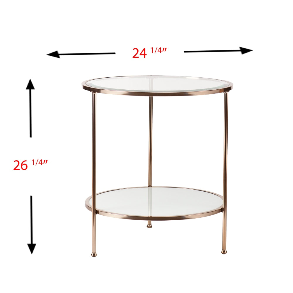 SEI Furniture Risa End Table, Round, Metallic Gold/White