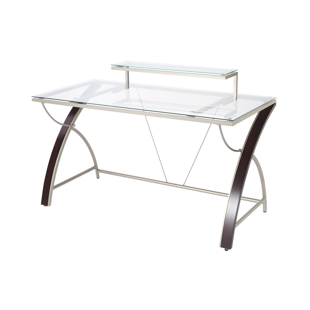 Realspace Axley 55inW Glass Computer Desk, Cherry/Silver