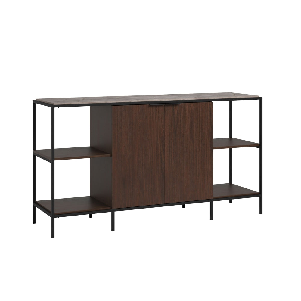 Sauder International Lux Entertainment Credenza For 65in TVs, 33inH x 60-7/16inW x 16-3/4inD, Umber Wood/Deco Stone