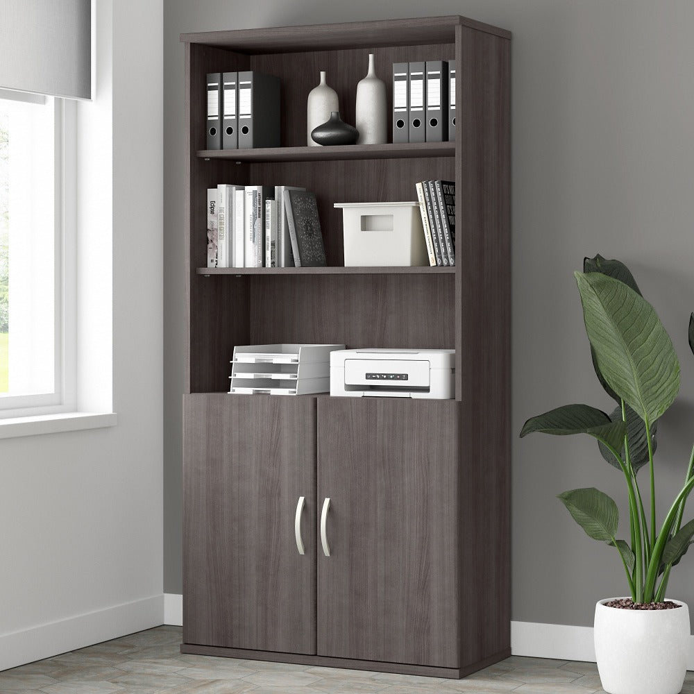 Bush Business Furniture Studio A 73inH 5-Shelf Bookcase With Doors, Storm Gray, Standard Delivery