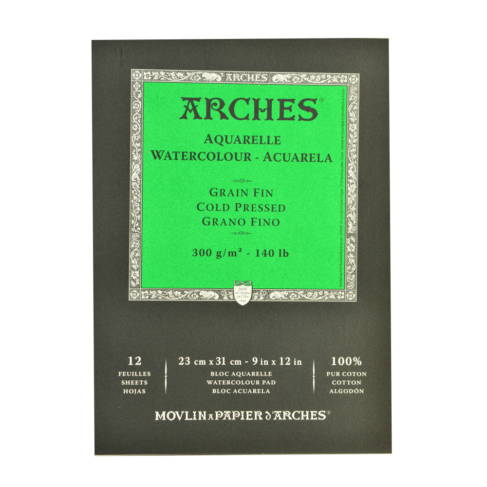 Arches Watercolor Pads, 9in x 12in, Cold-Pressed, 140 Lb, White, Pack Of 2