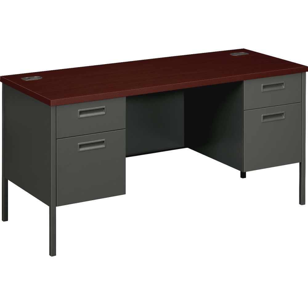 HON Metro Classic 60inW Computer Desk Credenza, Mahogany, Charcoal