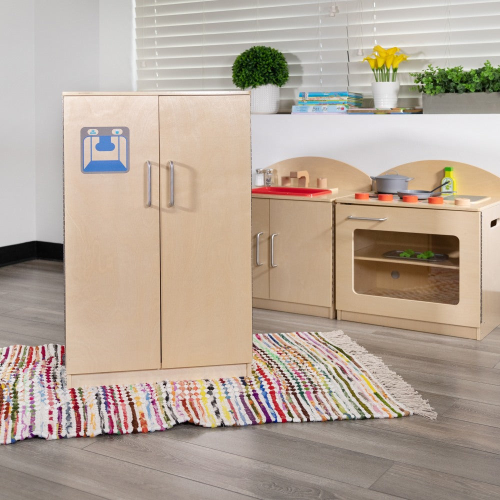 Flash Furniture Childrens Wooden Kitchen Refrigerator, 34-1/2inH x 20-1/4inW x 15inD, Natural