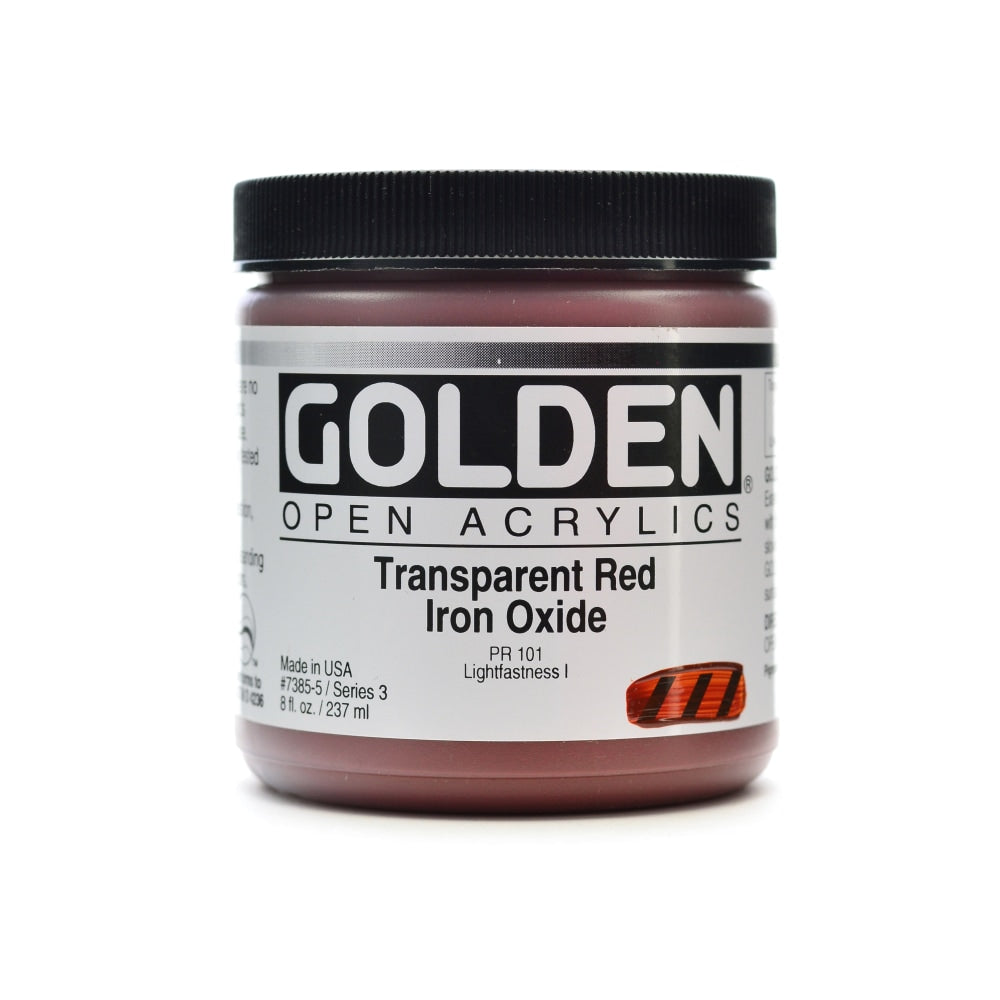 Golden OPEN Acrylic Paint, 8 Oz Jar, Transparent Red Iron Oxide