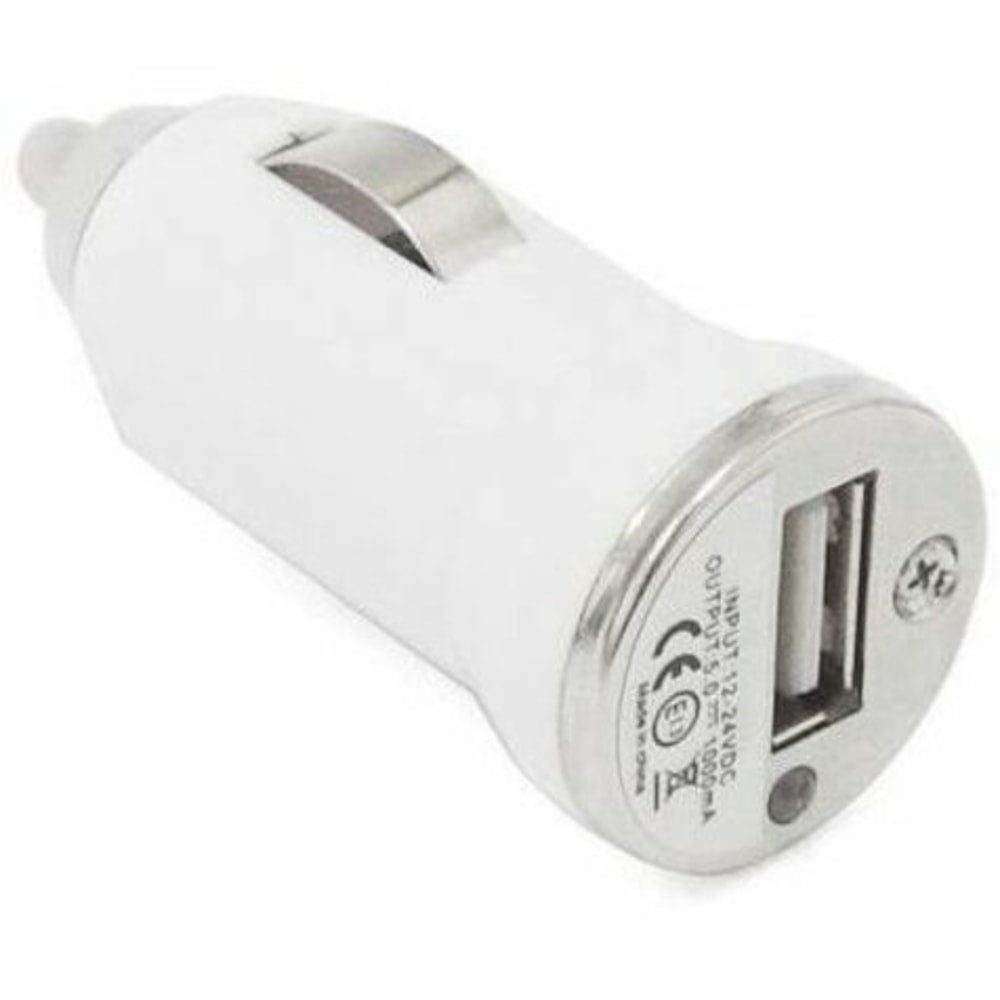 4XEM Universal USB Car Charger For iPhone/iPod/USB Devices (White) - 12 V DC, 24 V DC Input - 5 V DC/1 A Output