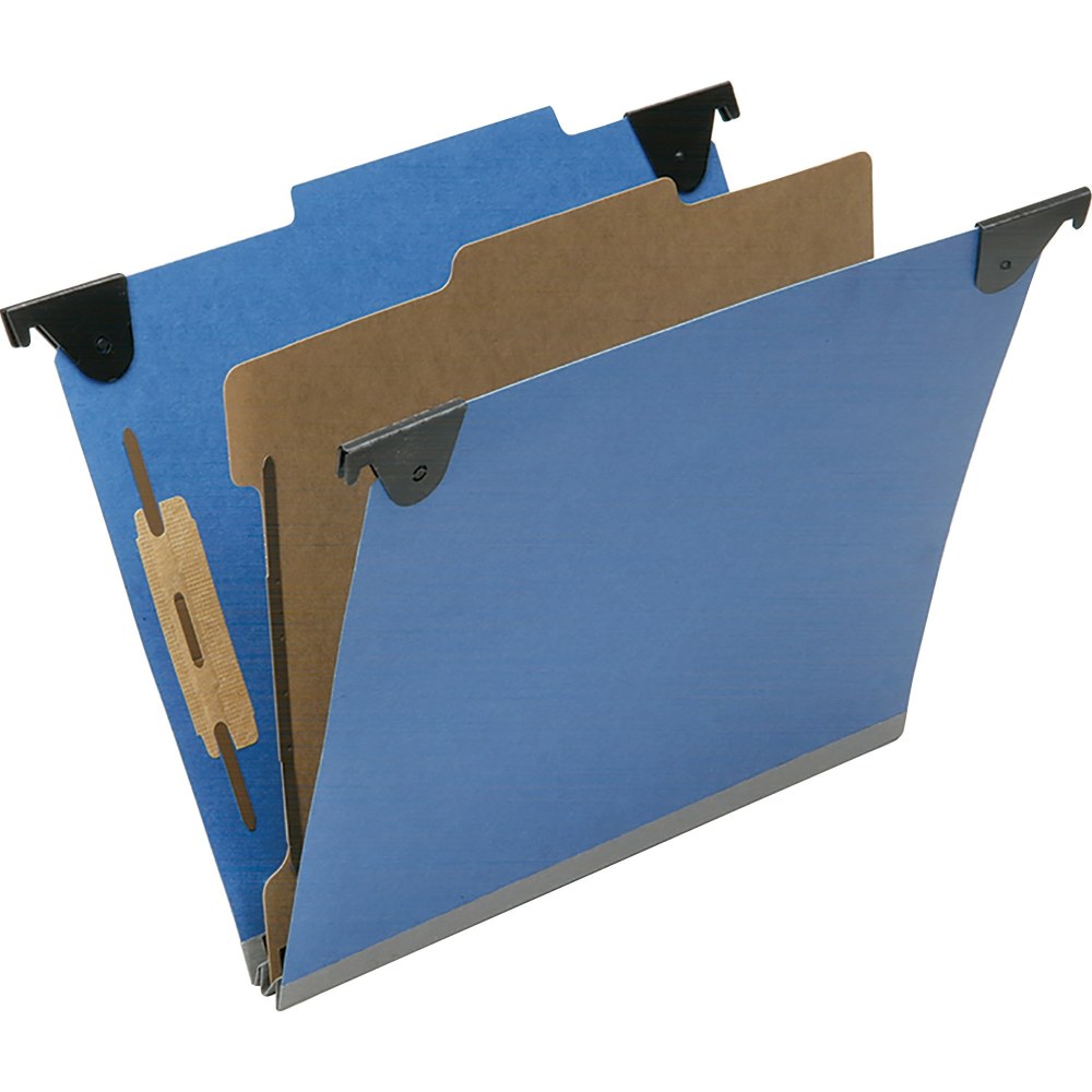 SKILCRAFT 2/5 Tab Cut Letter  Hanging Folder - 1in Folder Capacity - 8 1/2in x 11in - Top Tab Position - 1 Divider(s) - Pressboard, Kraft, Fiber - Royal Blue - 10 / Box