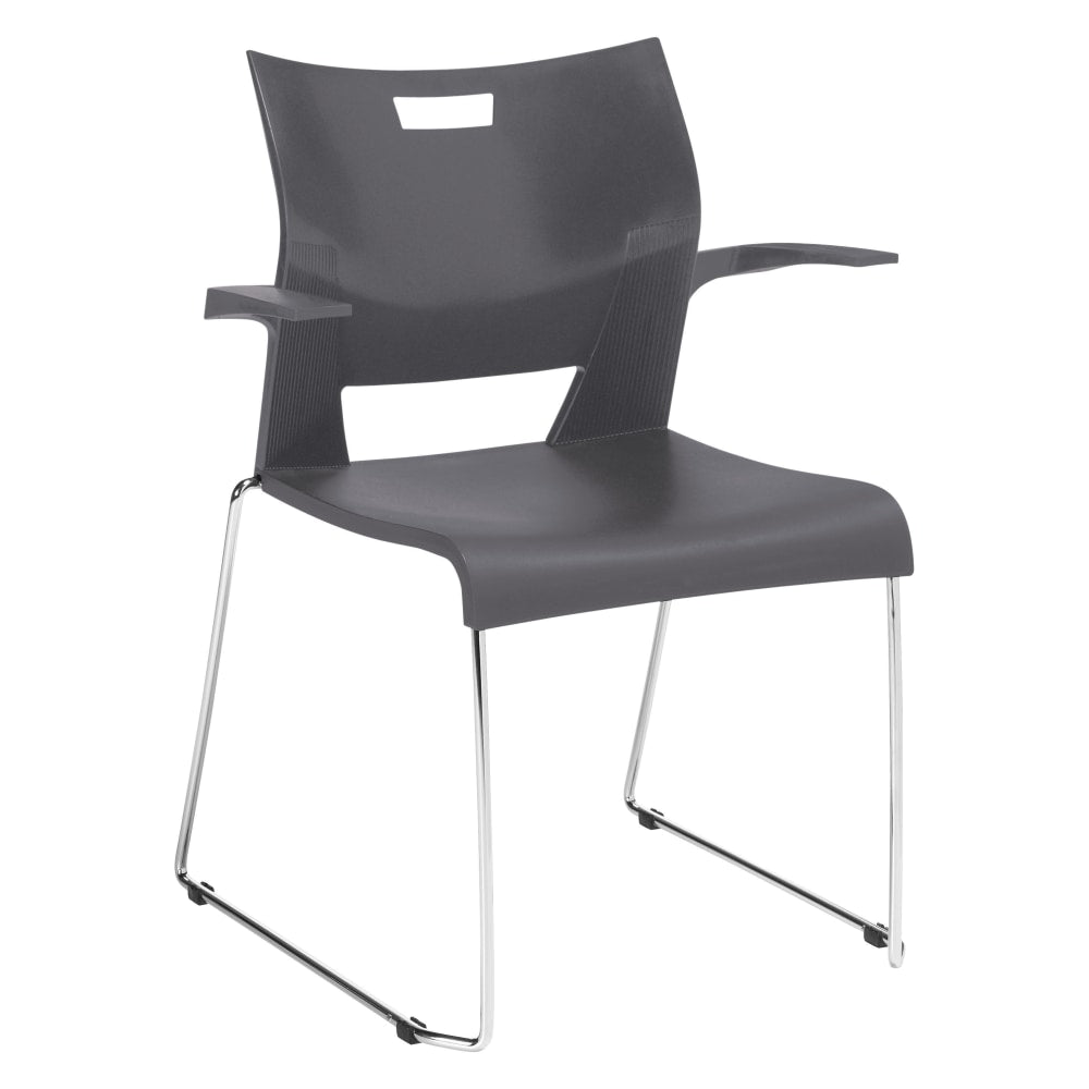 Global Duet Stacking Chair With Arms, Platinum/Chrome