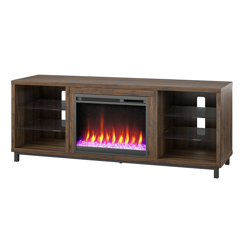 Ameriwood Home Lumina 70in Fireplace TV Stand, Walnut