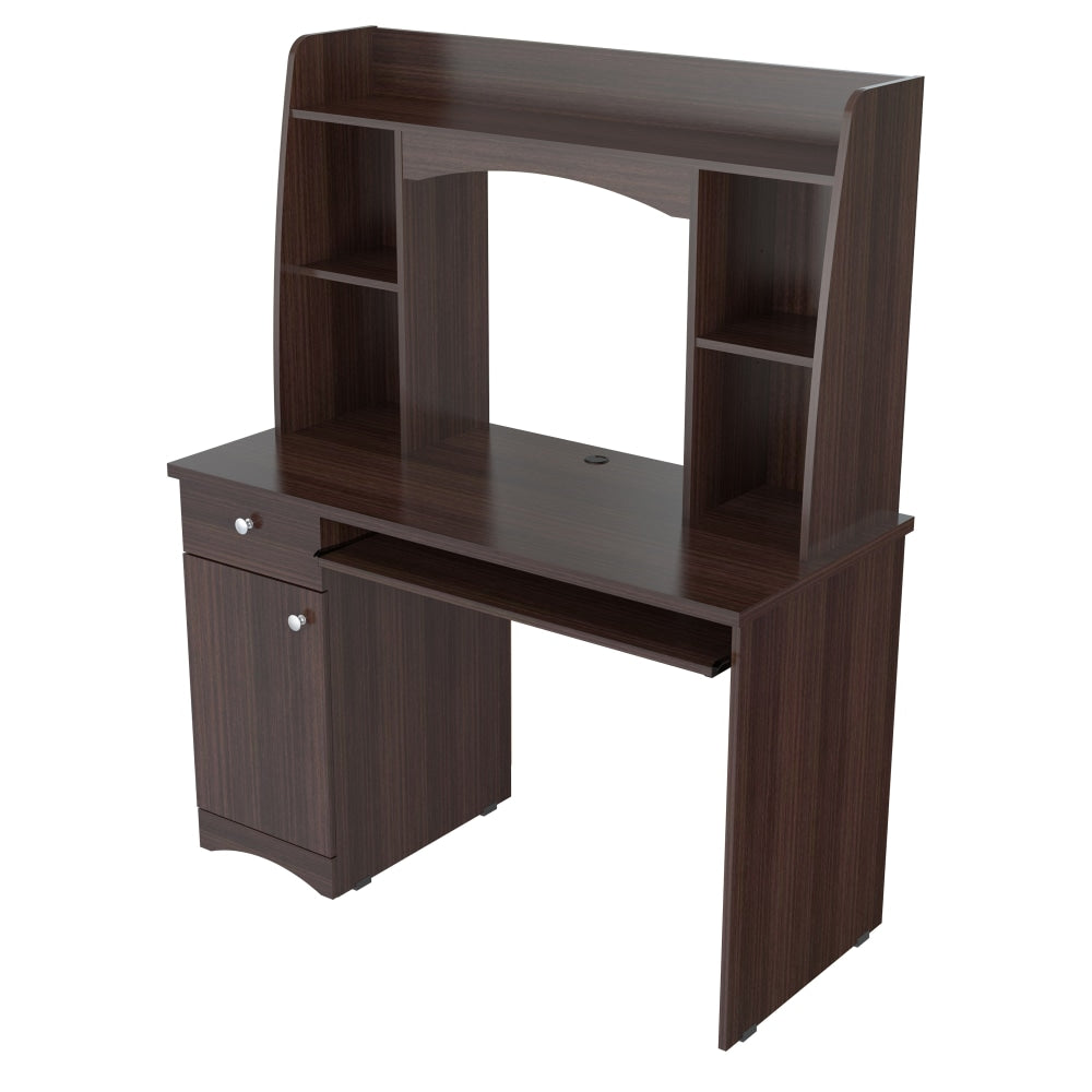 Inval Jansse 48inW Computer Desk/Workcenter With Hutch, Espresso-Wengue