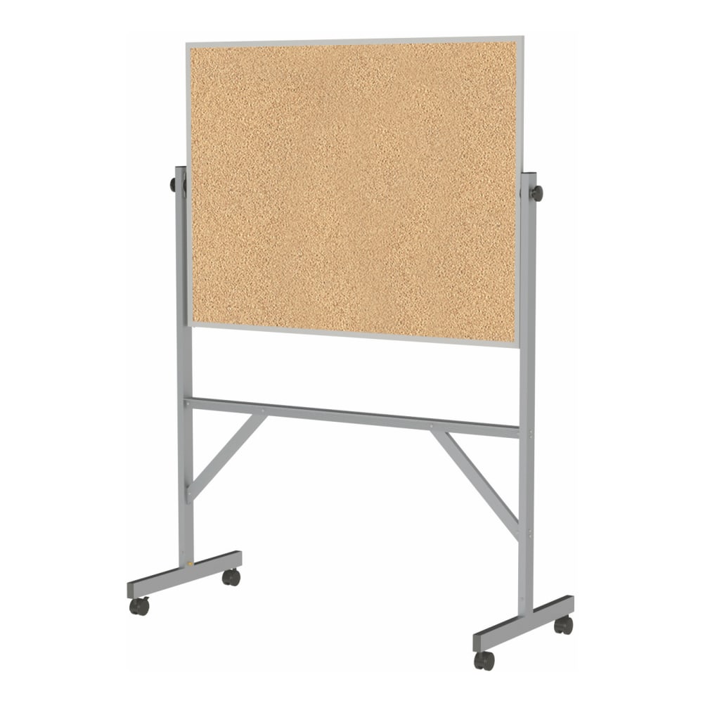 Ghent Reversible Cork Bulletin Board, 78 1/4in x 53 1/4in x 20in, Aluminum Frame With Silver Finish