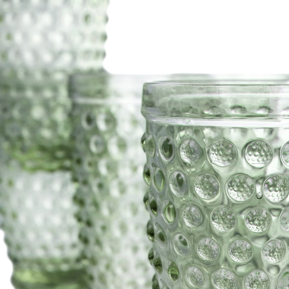 Martha Stewart Hobnail Handmade Glass Tumbler Set, 14.3 Oz, Green, Set Of 6 Pieces