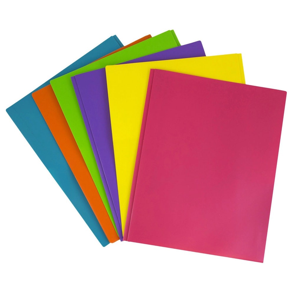 JAM Paper Plastic 2-Pocket POP Folders With Prongs, Letter Size, 9-1/2in x 11-1/2in, Assorted Fashion Colors, Pack Of 6 Folders