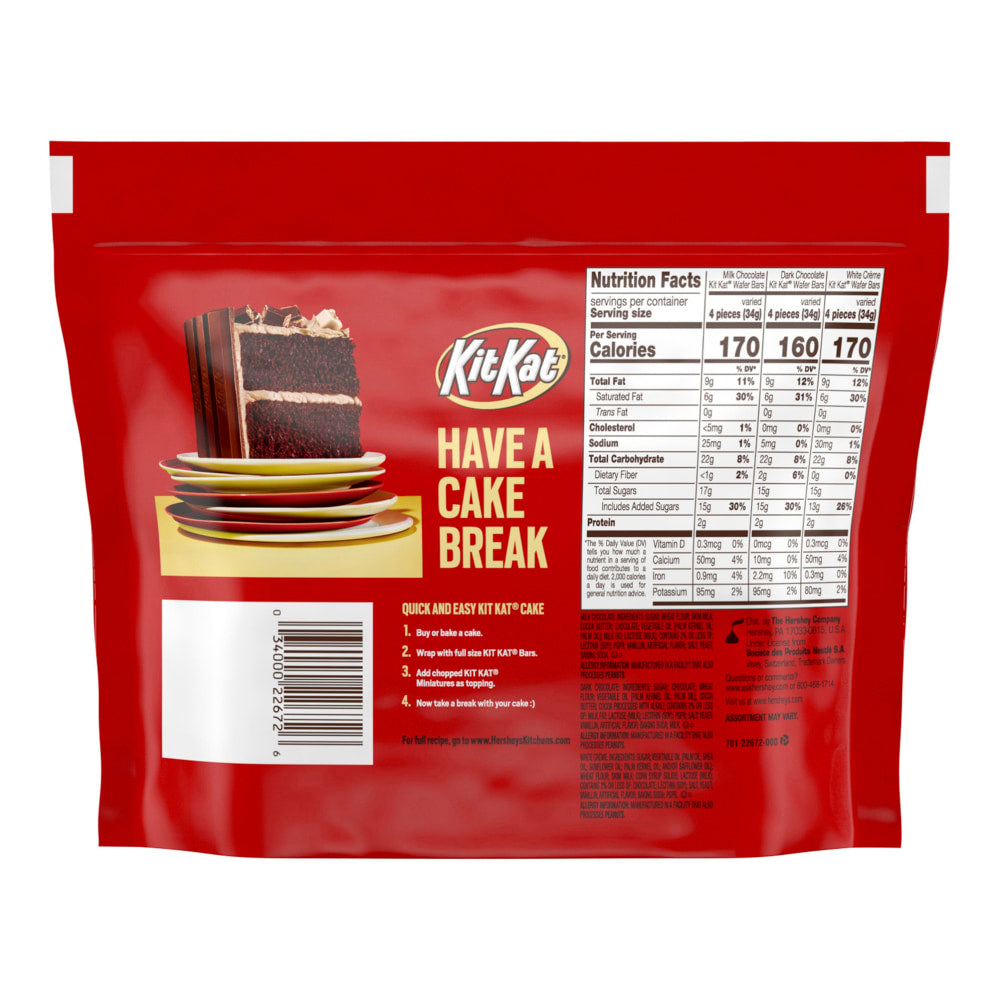 Kit Kat Miniatures Wafer Bar Candy Assortment, 10.1 Oz Bag, Pack Of 3 Bags