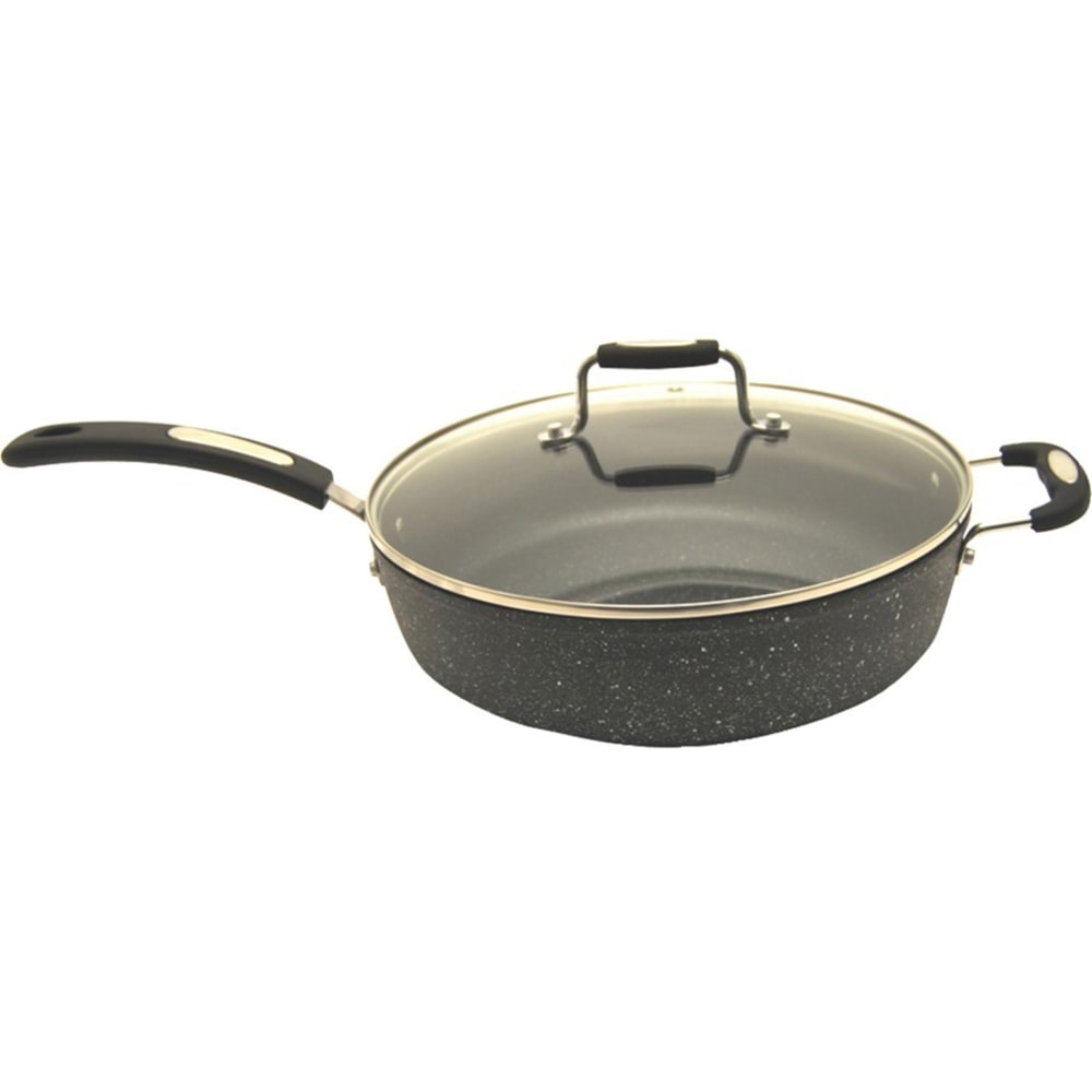 Starfrit The Rock Cookware - 11in Diameter Frying Pan, Lid - Bakelite Handle - Cooking, Frying - Dishwasher Safe - Oven Safe - Gray - Rock