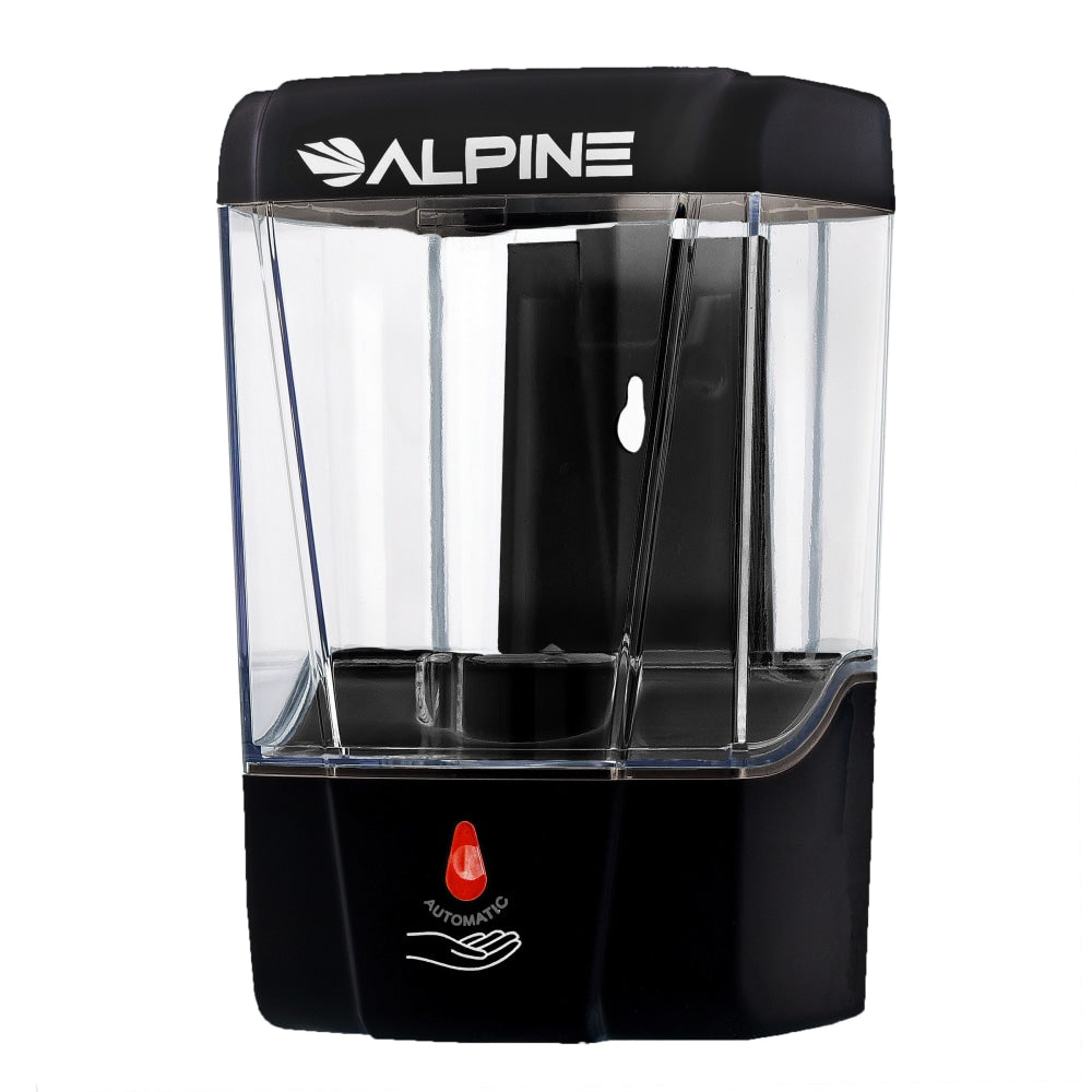 Alpine Commercial Automatic Touch-Free Liquid Soap And Gel Hand Sanitizer Dispensers, 700 mL, Black, Pack Of 2 Dispensers