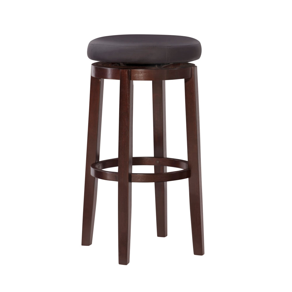 Linon Alice Backless Faux Leather Swivel Bar Stool, Black/Brown