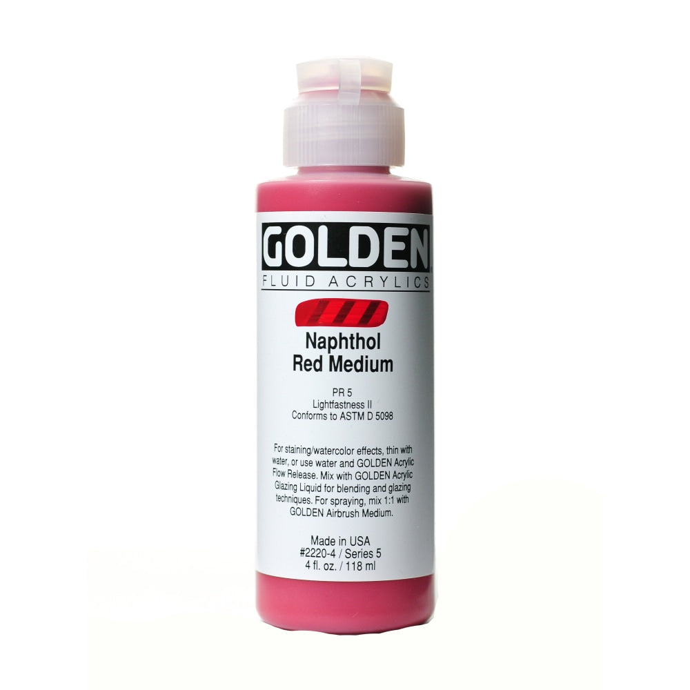 Golden Fluid Acrylic Paint, 4 Oz, Naphthol Red Medium