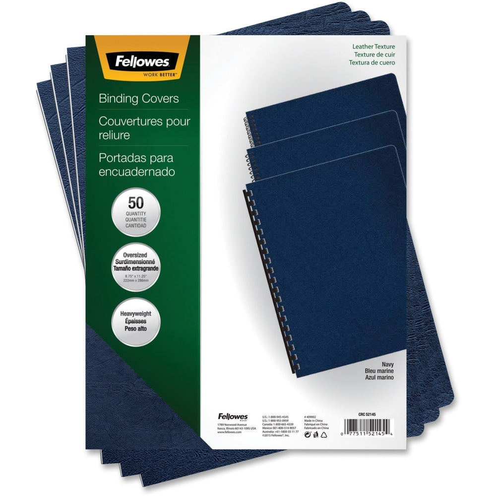 Fellowes Executive Presentation Covers, 8 3/4in x 11 1/4in, Navy, Pack Of 50