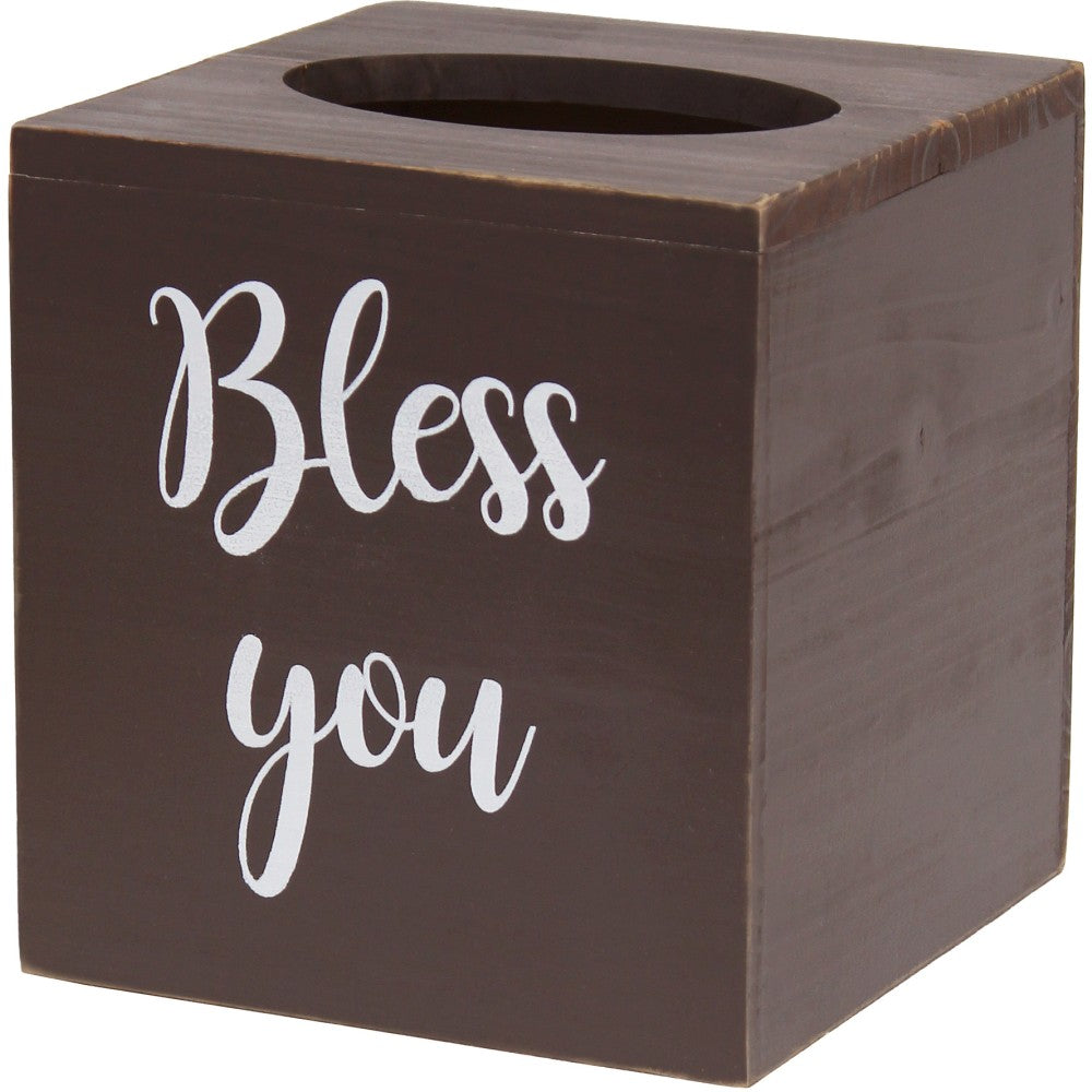 Elegant Designs Decorix Square Wooden Tissue Box Cover With Sliding Base, 6inH x 5-1/2inW x 5-1/2inL, Brown