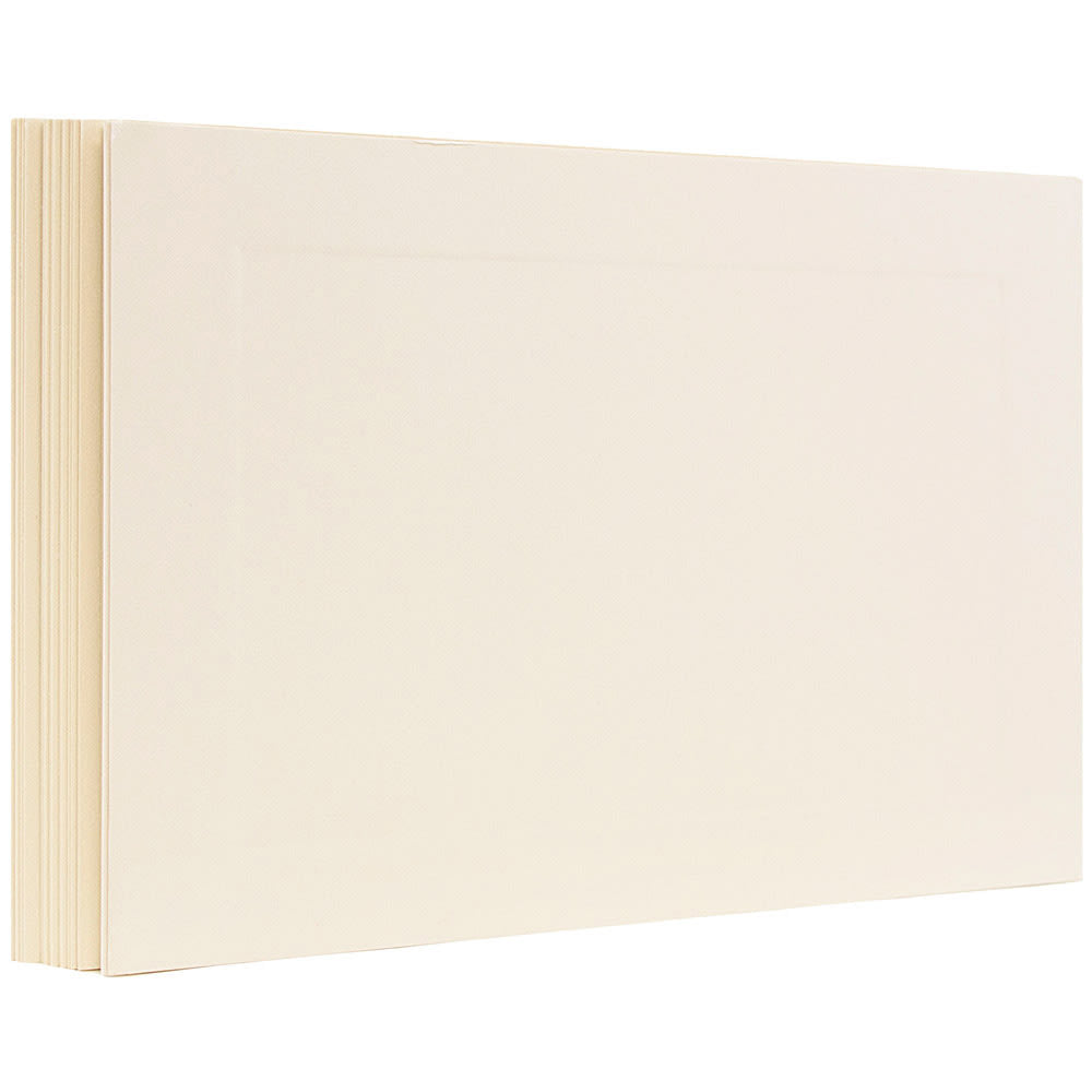 JAM Paper Note Cards, Panel Border, 4 5/8in x 6 1/4in, Ivory, Pack Of 100