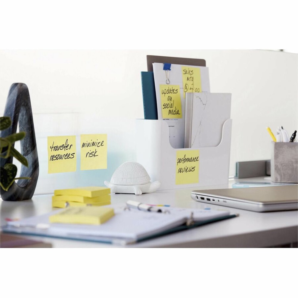 Post-it Super Sticky Dispenser Notes - Canary Yellow - 3in x 3in - Square - Canary Yellow - Paper - Pop-up, Recyclable, Adhesive - 18 / Pack