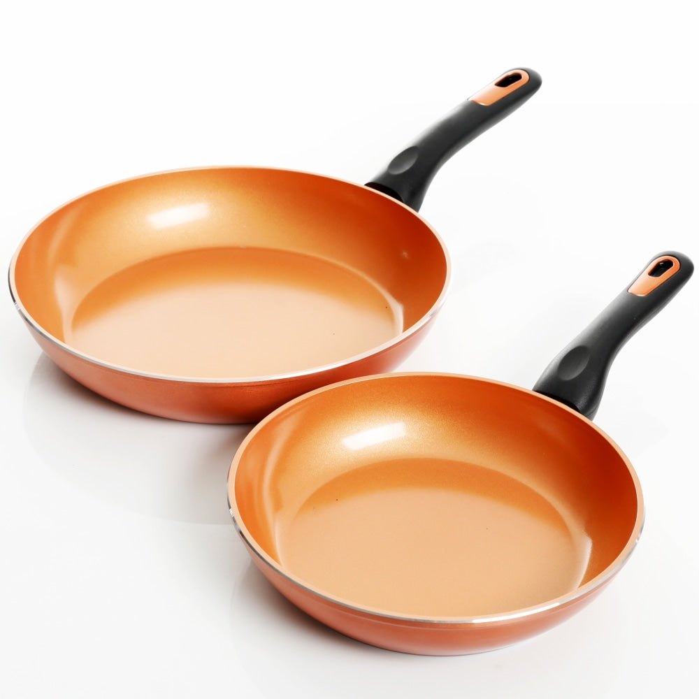 Gibson Home Hummington 2-Piece Aluminum Non-Stick Frying Pan Set, Copper