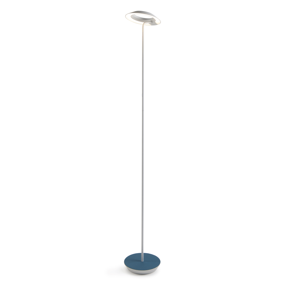 Koncept Royyo LED Floor Lamp, 45-1/2inH, Matte White Body/Azure Felt Base Plate