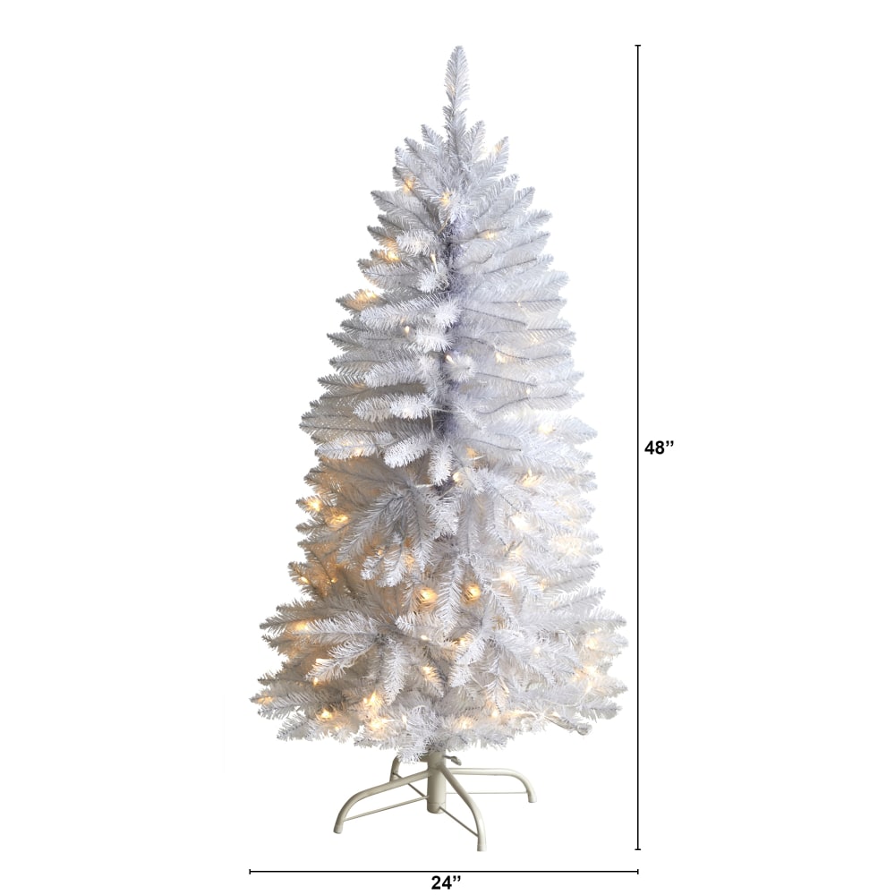 Nearly Natural Slim Artificial Christmas Tree, 4'H, White