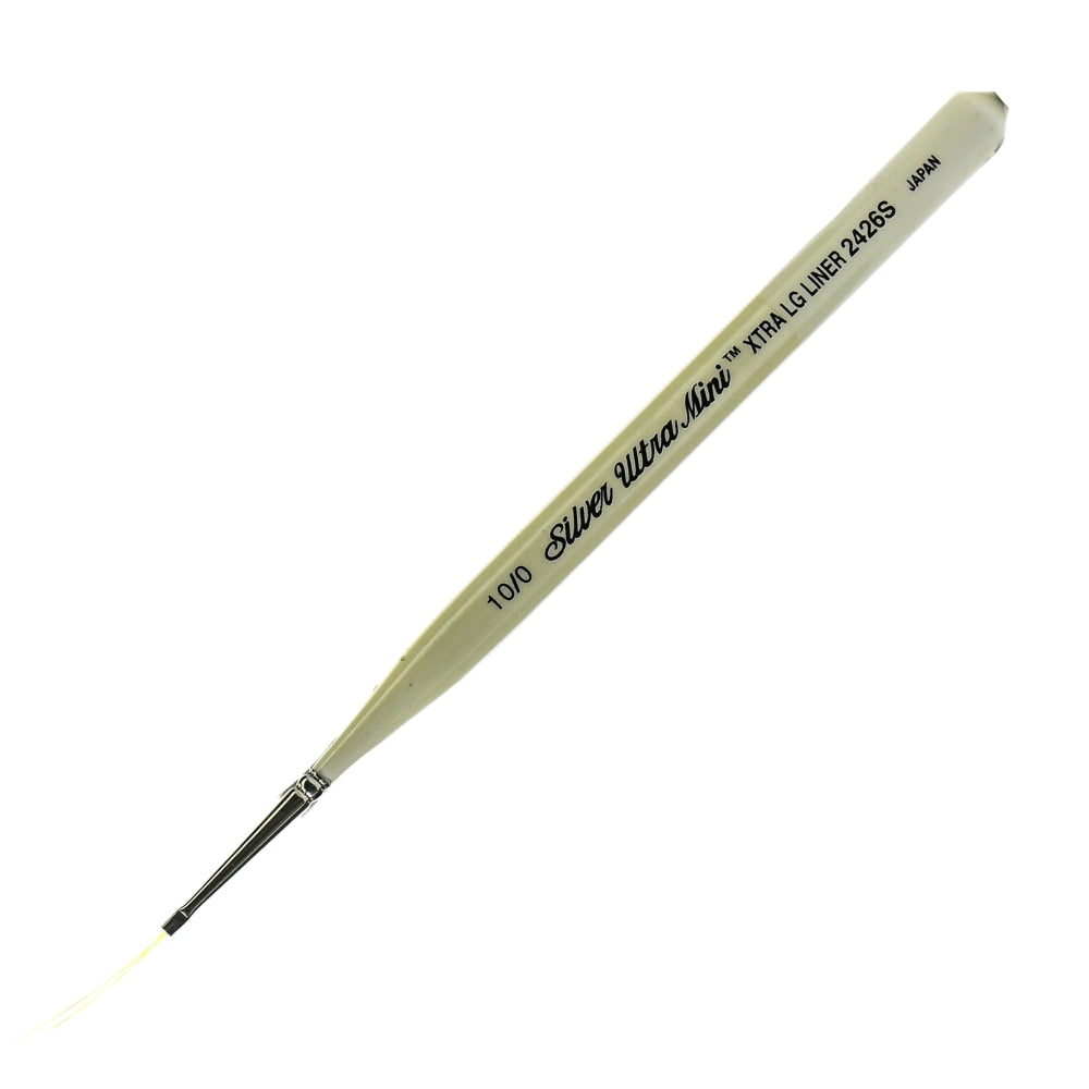 Silver Brush Ultra Mini Series Paint Brush, Size 10, Extra Long Liner, Taklon Filament, Pearl White