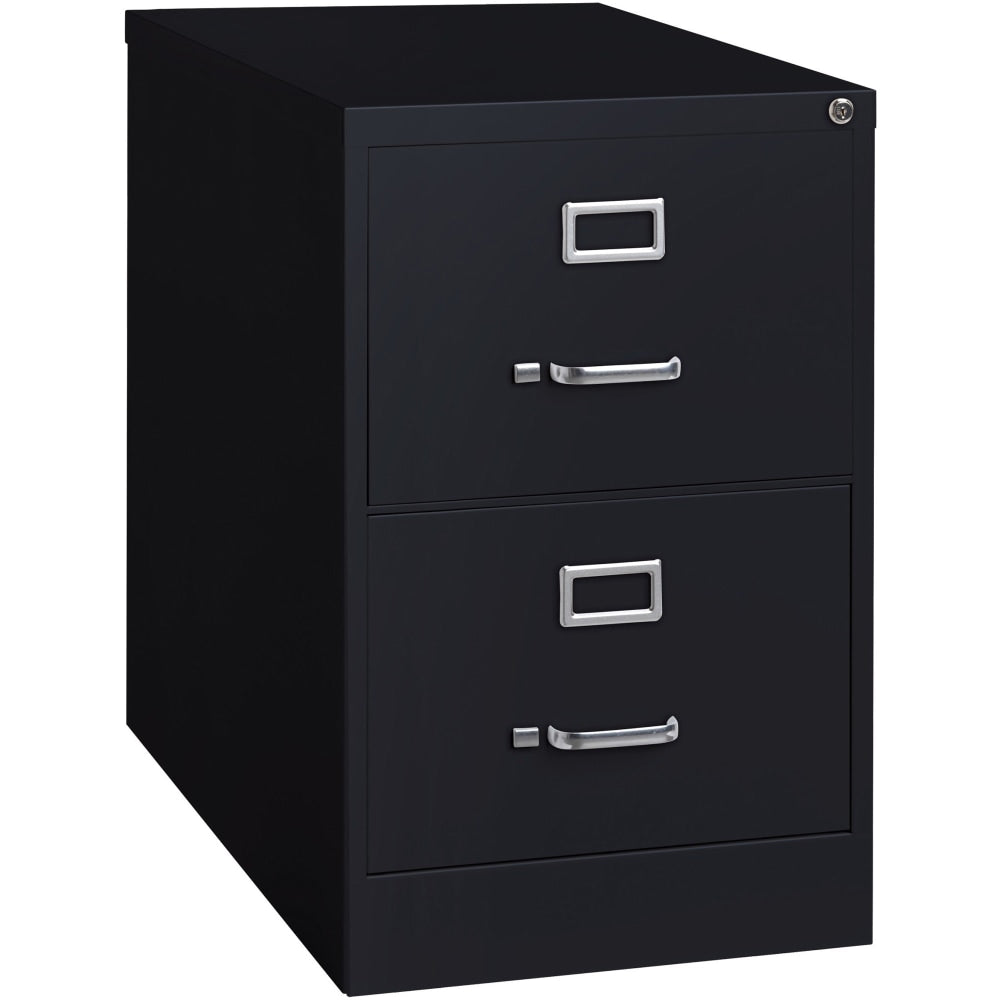 Lorell Fortress 26-1/2inD Vertical 2-Drawer Legal-Size File Cabinet, Black