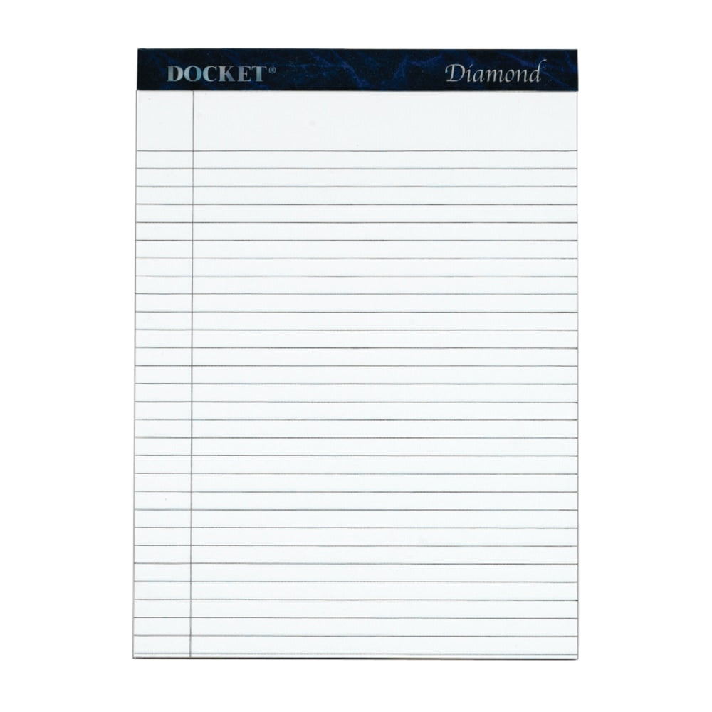 TOPS Docket Diamond Premium 100% Recycled Legal Pad, 8 1/2in x 11 3/4in, Legal Ruled, 50 Sheets, White, Pack Of 2 Pads