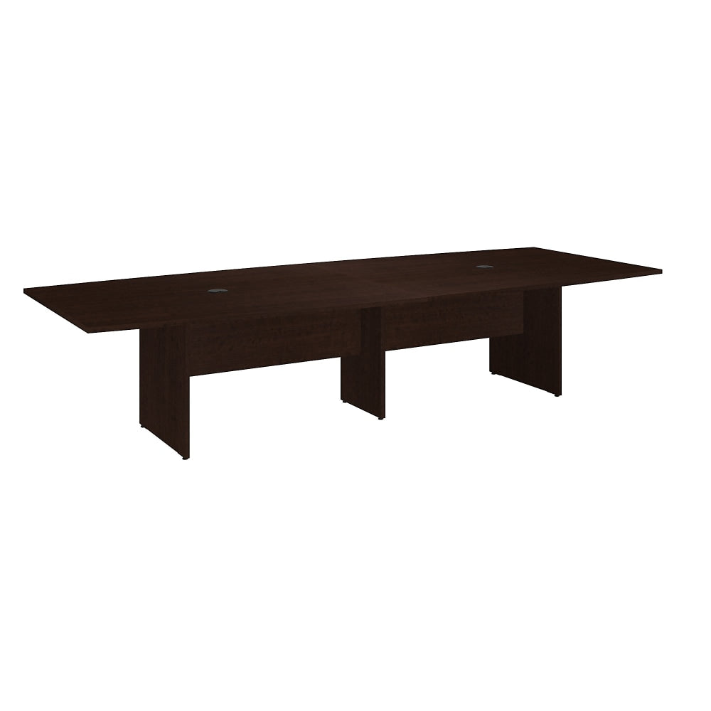 Bush Business Furniture 120inW x 48inD Boat Shaped Conference Table with Wood Base, Mocha Cherry, Standard Delivery