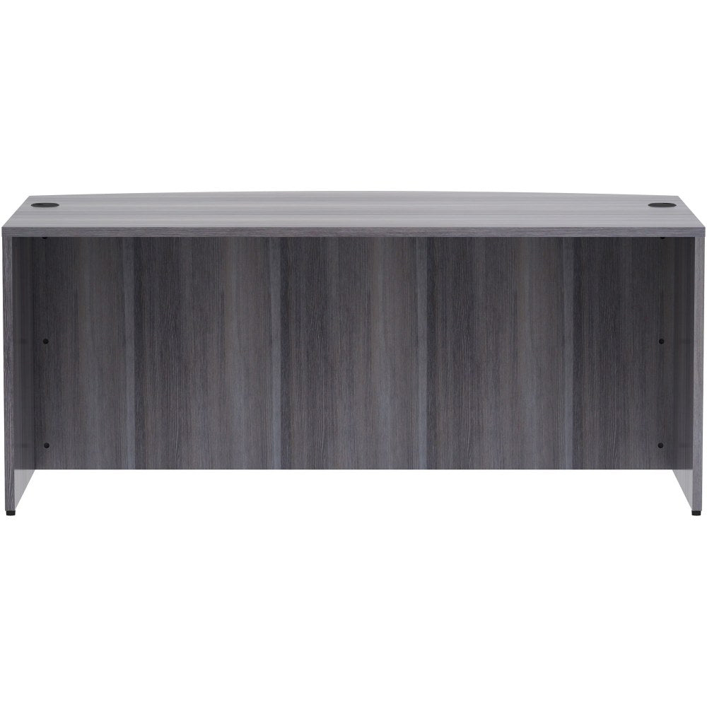 Lorell Essentials 72inW Bowfront Computer Desk Shell, Weathered Charcoal