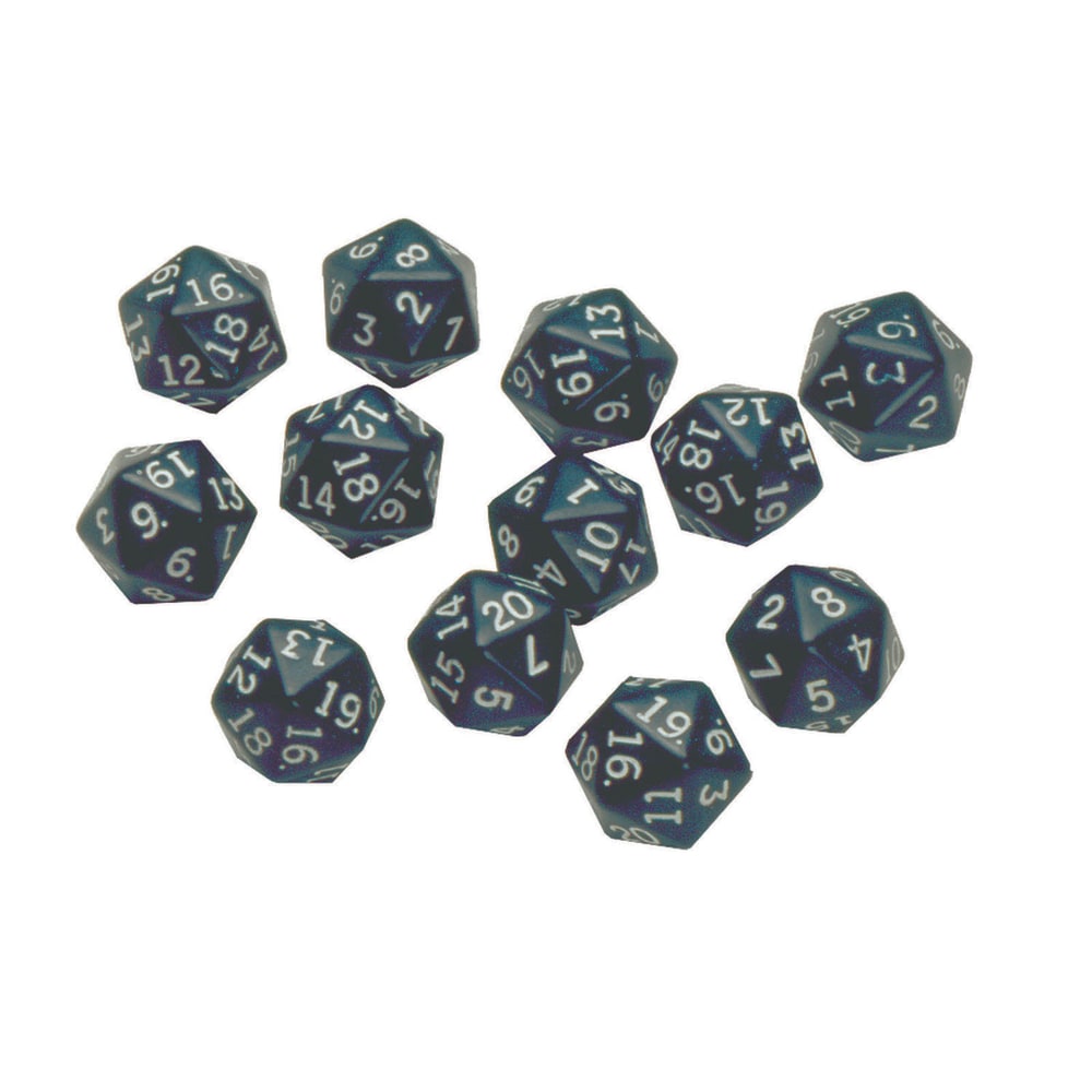 Learning Advantage 20-Sided Polyhedra Dice, Black, 12 Dice Per Pack, Set Of 3 Packs