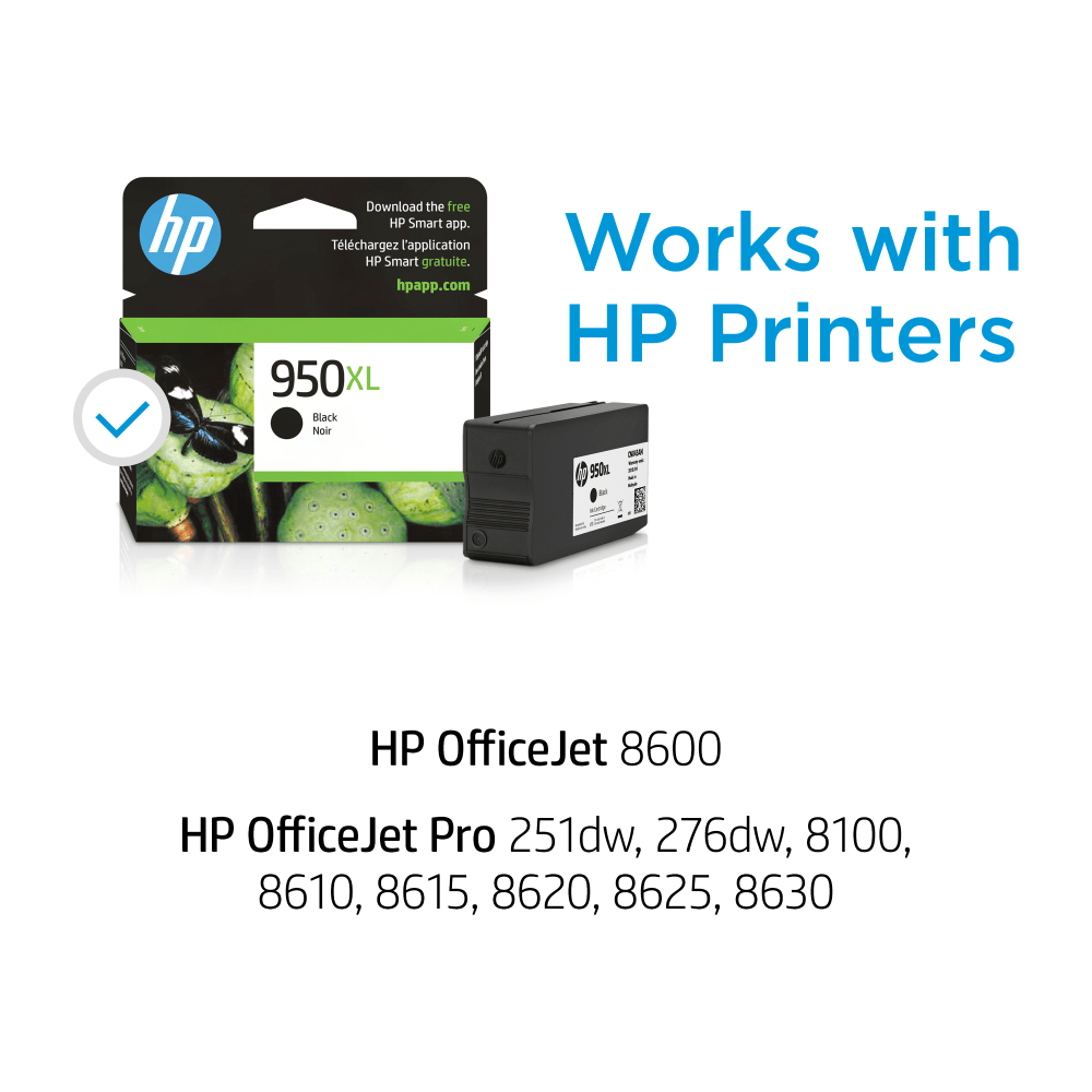 HP 950XL Black High-Yield Ink Cartridge, CN045AN