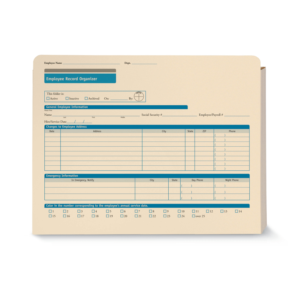 ComplyRight Employee Record Organizers, 9 1/2in x 11 3/4in, Pack Of 25