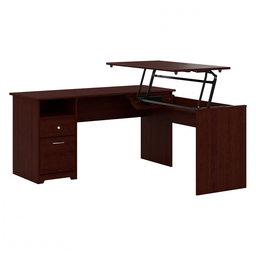 Bush Furniture Cabot 3 Position L Shaped Sit to Stand Desk, 60inW, Harvest Cherry, Standard Delivery