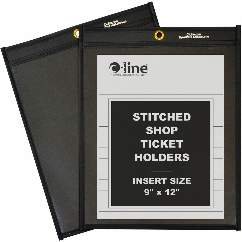 C-Line Stitched Shop Ticket Holders With Black Backing, 9in x 12in, Box Of 25