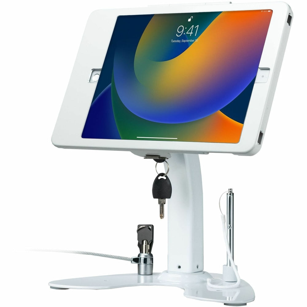 CTA Digital Dual Security Kiosk Stand with Locking Case and Cable for iPad 10.2 (Gen. 7), iPad Air 3 and iPad Pro 10.5 (White) - 10.2in to 10.5in Screen Support