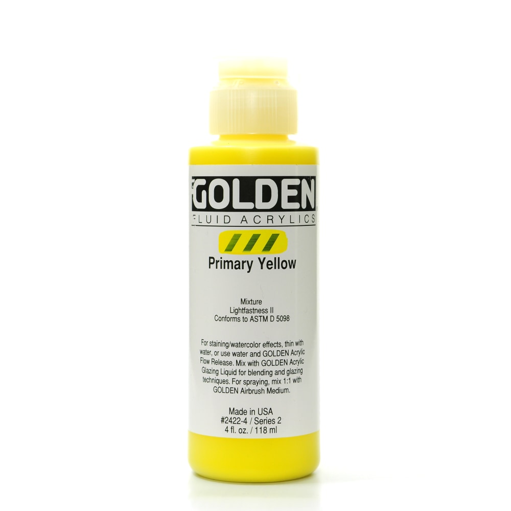 Golden Fluid Acrylic Paint, 4 Oz, Primary Yellow