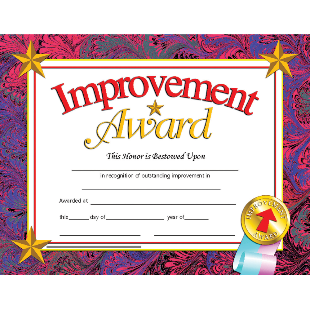 Hayes Certificates, 8-1/2in x 11in, Improvement Award, 30 Certificates Per Pack, Set Of 3 Packs