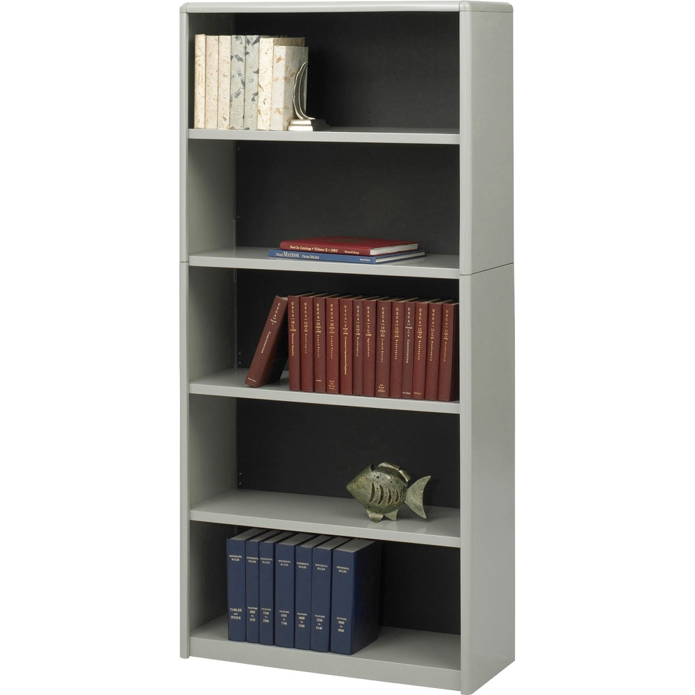 Safco Value Mate Steel Modular Shelving Bookcase, 5 Shelves, 67inH x 31-3/4inW x 13-1/2inD, Gray